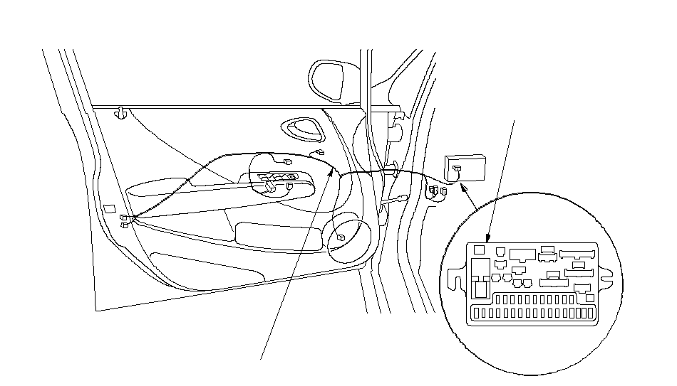 Driver's and Passenger's Door Wire Harnesses Locations