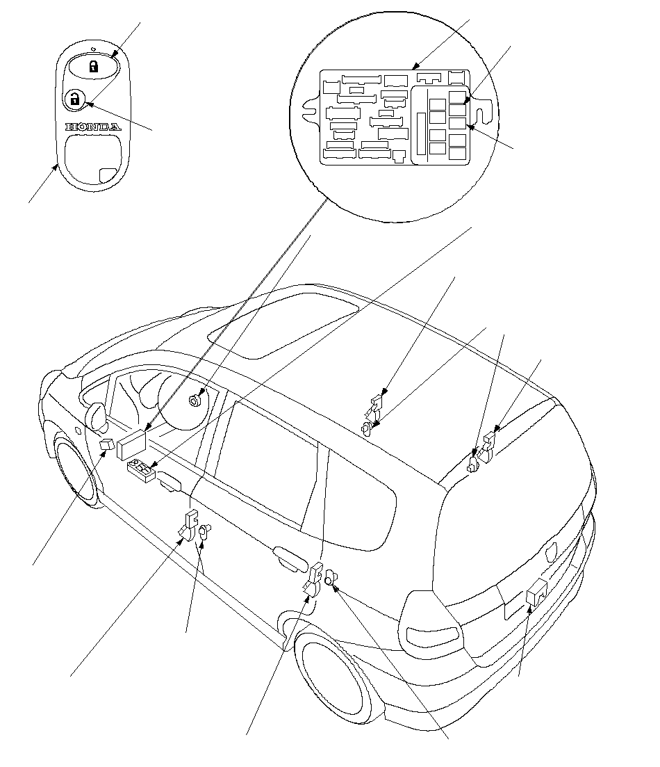 Keyless/Power Door Lock System Component Location Index (LHD)